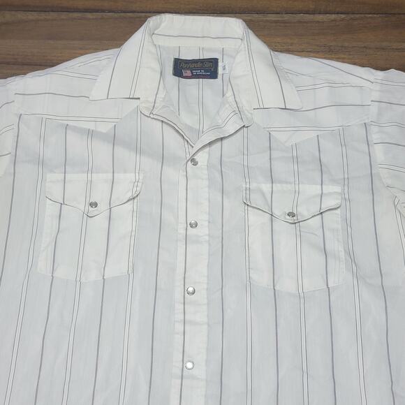 VTG Panhandle Slim White Western Pearl Snap Shirt - Size 16 1/2 - Picture 2 of 5
